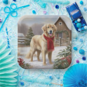 Golden Retriever Dog in Schnee Weihnachten Pappteller (Party)