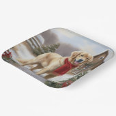 Golden Retriever Dog in Schnee Weihnachten Pappteller (Gewinkelt)