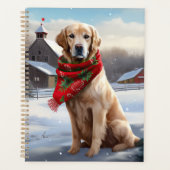 Golden Retriever Dog in Schnee Weihnachten Planer (Vorderseite)