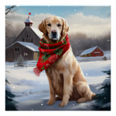 Golden Retriever Dog in Schnee Weihnachten Poster (Vorderseite)