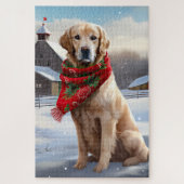Golden Retriever Dog in Schnee Weihnachten Puzzle (Vertikal)