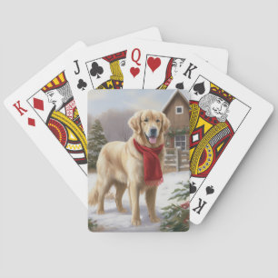 Golden Retriever Dog in Schnee Weihnachten Spielkarten
