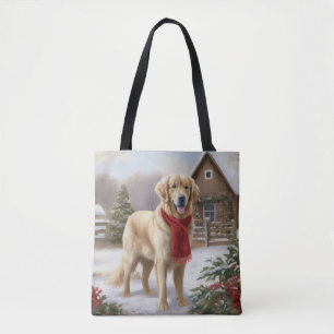 Golden Retriever Dog in Schnee Weihnachten Tasche