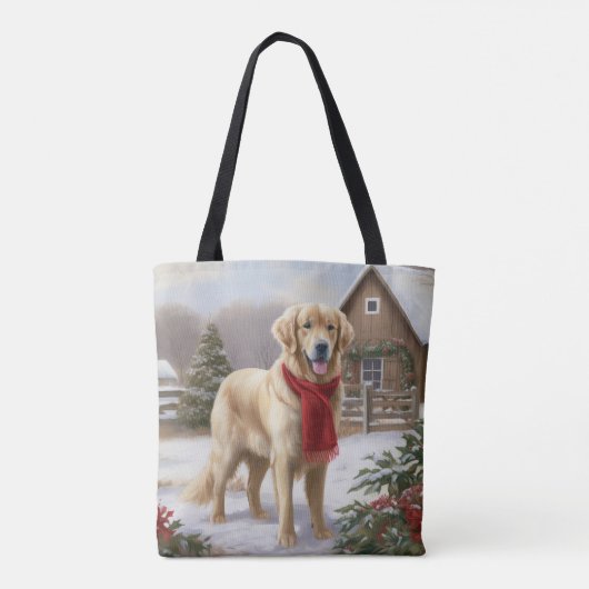 Golden Retriever Dog in Schnee Weihnachten Tasche (Rückseite)