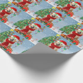 Golden Retriever Dog in Snow mit Weihnachtsgeschen Geschenkpapier (Ecke)