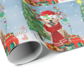 Golden Retriever Dog in Snow mit Weihnachtsgeschen Geschenkpapier (Rolleneckpunkt)
