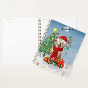 Golden Retriever Dog in Snow mit Weihnachtsgeschen Planer