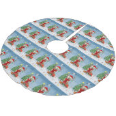 Golden Retriever Dog in Snow mit Weihnachtsgeschen Polyester Weihnachtsbaumdecke (Schrägansicht)