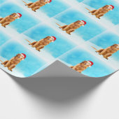 Golden Retriever Dog in Snow mit Weihnachtshut Geschenkpapier (Ecke)
