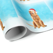 Golden Retriever Dog in Snow mit Weihnachtshut Geschenkpapier (Rolleneckpunkt)