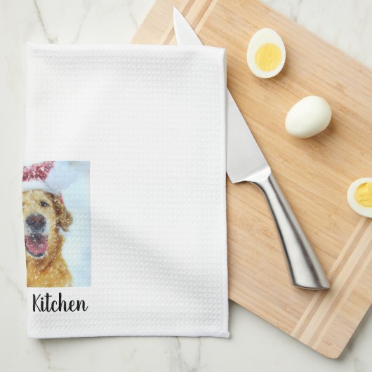 Golden Retriever Dog in Weihnachtsmannmütze, Benut Geschirrtuch (Viertel Falte)