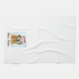 Golden Retriever Dog in Weihnachtsmannmütze, Benut Geschirrtuch