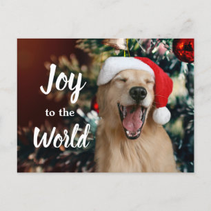 Golden Retriever Dog Jog to World Christmas Feiertagspostkarte