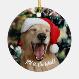 Golden Retriever Dog Jog to World Christmas Keramik Ornament
