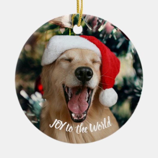 Golden Retriever Dog Jog to World Christmas Keramik Ornament (Vorne)