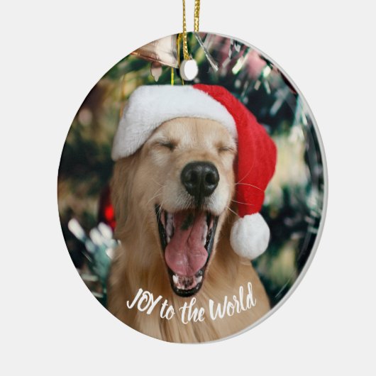 Golden Retriever Dog Jog to World Christmas Keramik Ornament (Links)