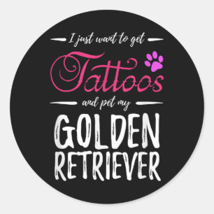 Golden Retriever Dog Lover Tattoo Shirt Funny Dog Runder Aufkleber