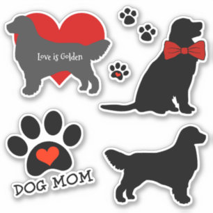 Golden Retriever Dog Mama Silhouette Group Aufkleber