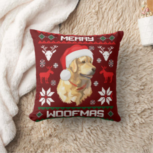 Golden Retriever Dog Merry Woofmas Weihnachtsschwe Kissen