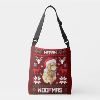 Golden Retriever Dog Merry Woofmas Weihnachtsschwe Tragetaschen Mit Langen Trägern