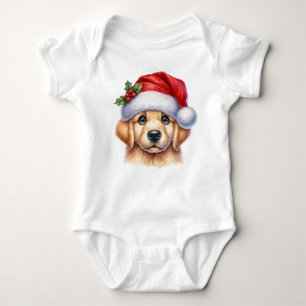 Golden Retriever Dog mit Stil des Weihnachtsmanns Baby Strampler
