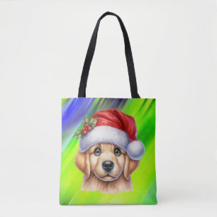 Golden Retriever Dog mit Stil des Weihnachtsmanns Tasche