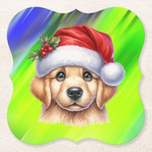 Golden Retriever Dog mit Stil des Weihnachtsmanns Untersetzer