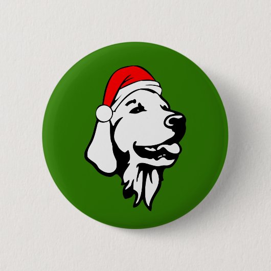 Golden Retriever_Dog mit Weihnachts-Weihnachtsmann Button (Vorderseite)