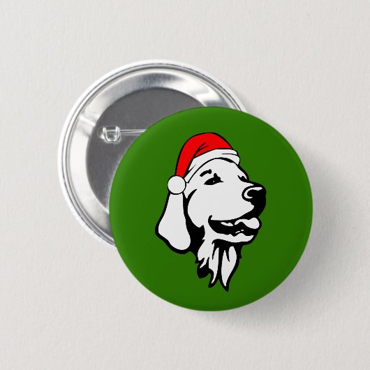 Golden Retriever_Dog mit Weihnachts-Weihnachtsmann Button (Vorne & Hinten)