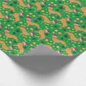 Golden Retriever Dog mit Weihnachtsmannmütze Weihn Geschenkpapier (Ecke)