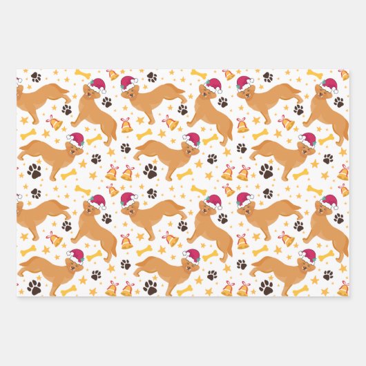 Golden Retriever Dog mit Weihnachtsmannmütze Weihn Geschenkpapier Set (Vorderseite 3)