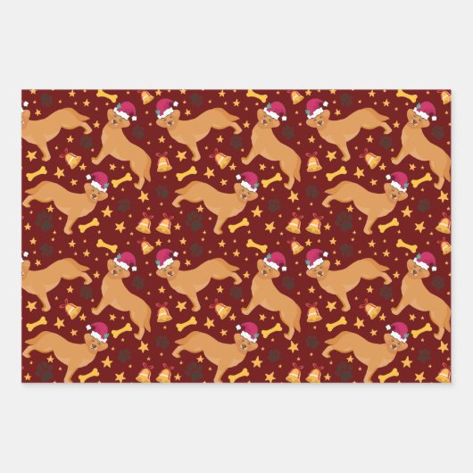 Golden Retriever Dog mit Weihnachtsmannmütze Weihn Geschenkpapier Set (Vorderseite 2)