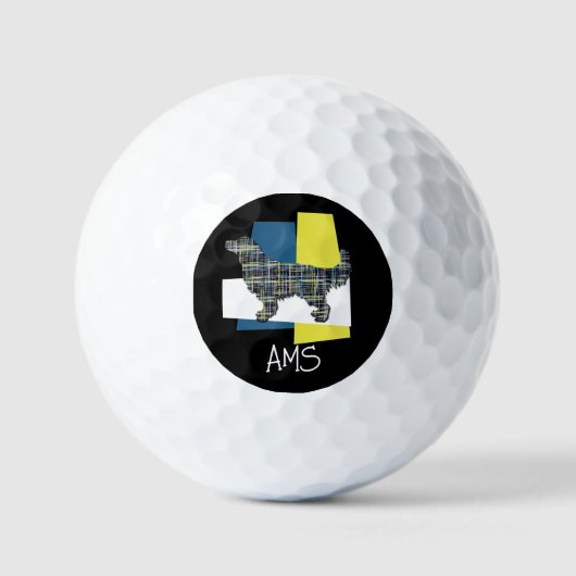 Golden Retriever Dog Monogram Silhouette TriGBlack Golfball (Vorderseite)