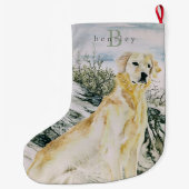 Golden Retriever Dog Monogramm Großer Weihnachtsstrumpf (Rückseite)