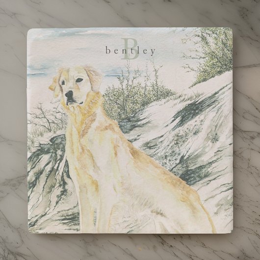 Golden Retriever Dog Monogramm Steinuntersetzer