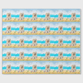 Golden Retriever Dog on Beach Geschenkpapier (Flach)