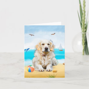 Golden Retriever Dog on Beach Karte