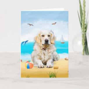 Golden Retriever Dog on Beach Karte