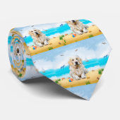 Golden Retriever Dog on Beach Krawatte (Gerollt)