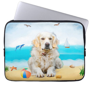 Golden Retriever Dog on Beach Laptopschutzhülle