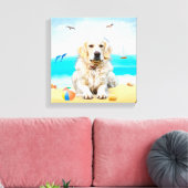 Golden Retriever Dog on Beach Leinwanddruck (Insitu (Wohnzimmer))