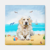 Golden Retriever Dog on Beach Magnet (Vorne)