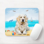 Golden Retriever Dog on Beach Mousepad (Mit Mouse)