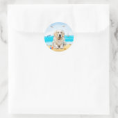 Golden Retriever Dog on Beach Runder Aufkleber (Tasche)