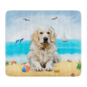 Golden Retriever Dog on Beach Schneidebrett (Vorderseite)