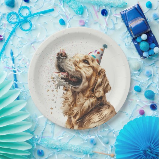 Golden Retriever Dog Pappteller (Party)