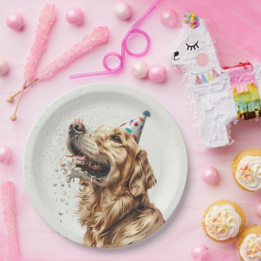 Golden Retriever Dog Pappteller (Party)