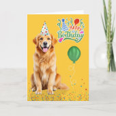 Golden Retriever Dog Party Hat Yellow Birthday Karte (Vorderseite)