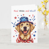 Golden Retriever Dog Patriotic Hat 4. Juli Karte (Gelbe Blume)