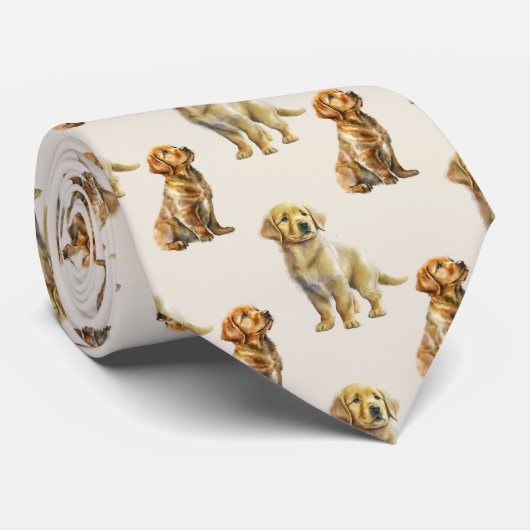 Golden Retriever Dog Pattern Krawatte (Gerollt)